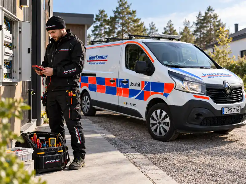 Jourcenter - Elektriker med sin arbetsbil
